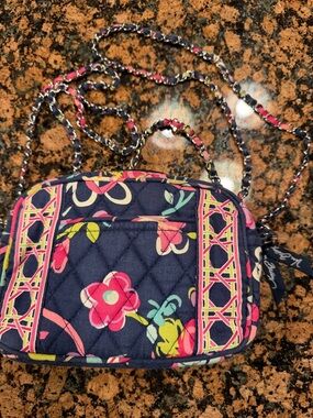 Vera Bradley Navy Quilted Floral Chain Crossbody
